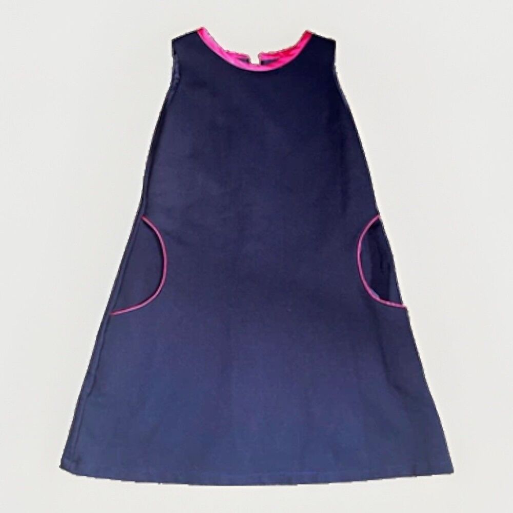 Navy Fuchsia Girls Dress 8 Susanne Lively Designs A Line Pocket Old Money Preppy